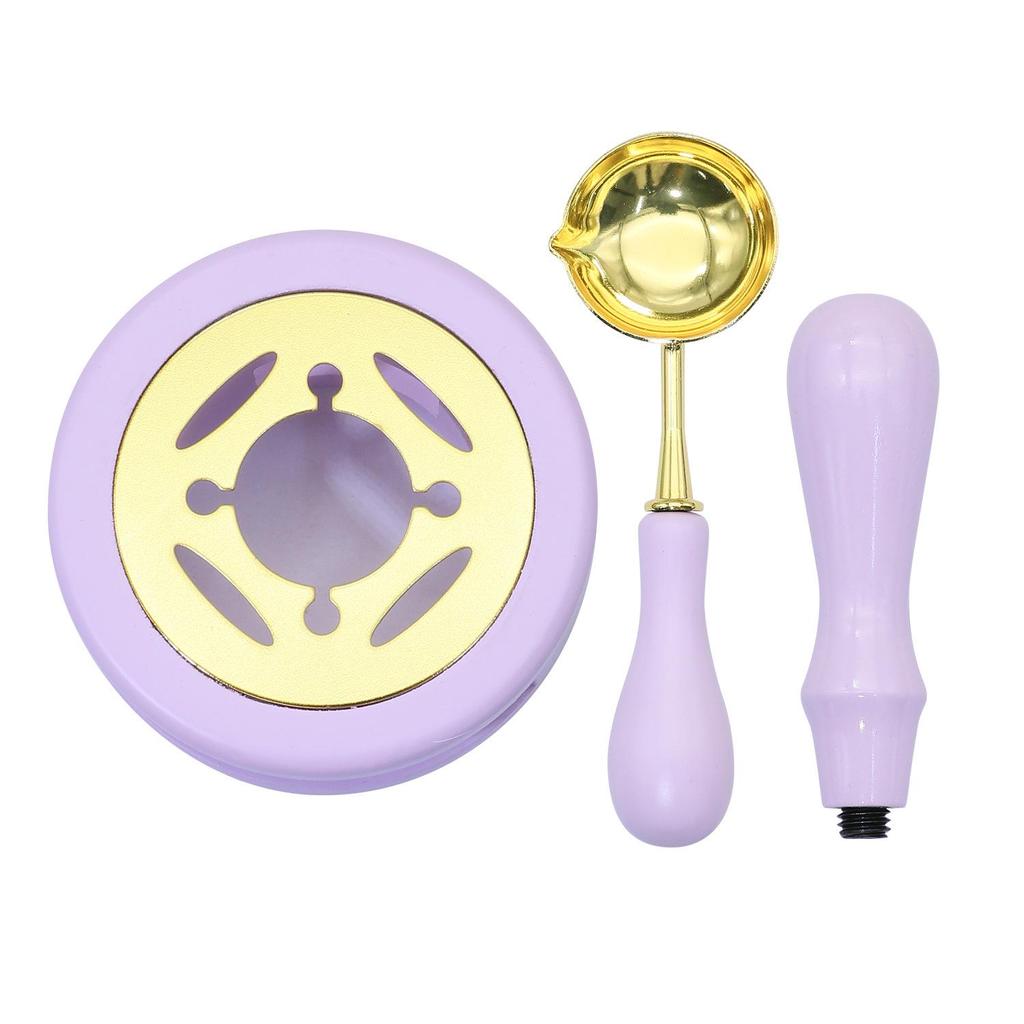Wax Seal Melting Furnace Set with Handle & Spoon - Wooden Granule Furnace for Crafting