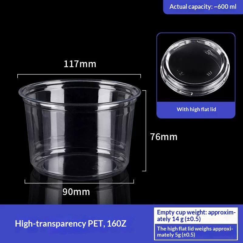 50Pcs 117 Caliber Pet Disposable Plastic Cup Clear Food Container With Lid For Dessert Fruit Snack Cold Drink Takeaway Packing