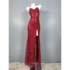 Export Single Temperament Camisole High Quality Sexy Beaded Sequins High Slit Ladies Banquet Beautiful Special Dress