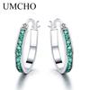 Pendientes de Círculo de Zircón Chic para Mujer Pendientes Redondos de Zircón Verde Para Mujer Joyería de Encanto