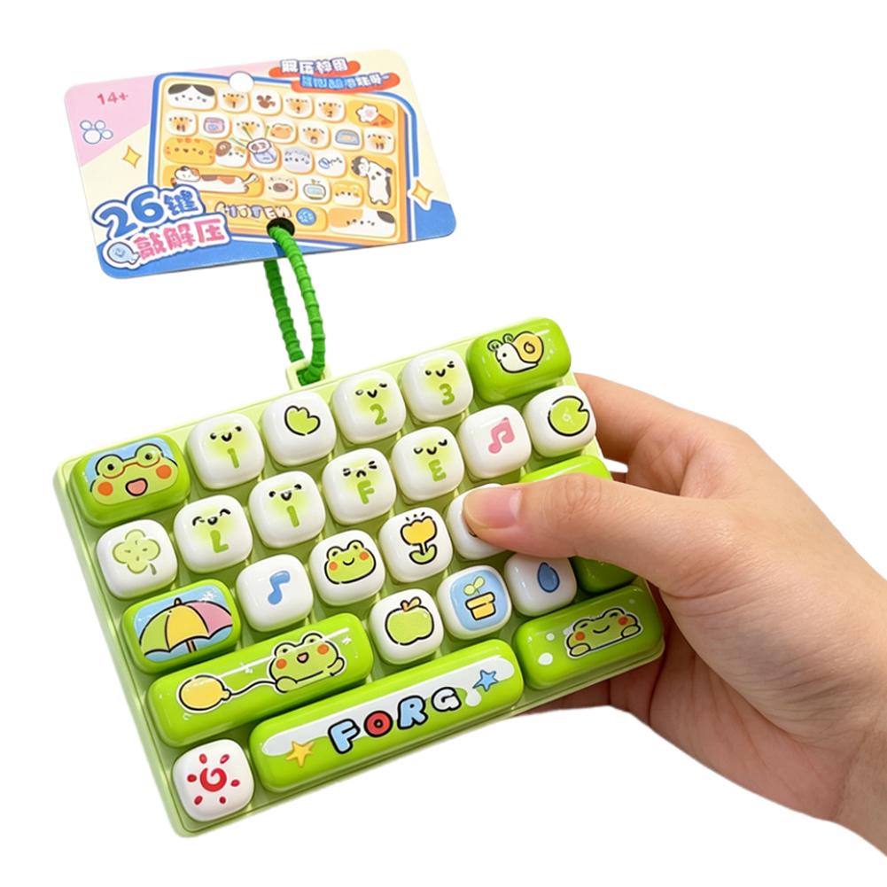 Cute 26 Grids Stress Relief Keyboard Keychain Animal Diary Desktop Decor Student Bag Ornament Toy Creative Gift Simulation