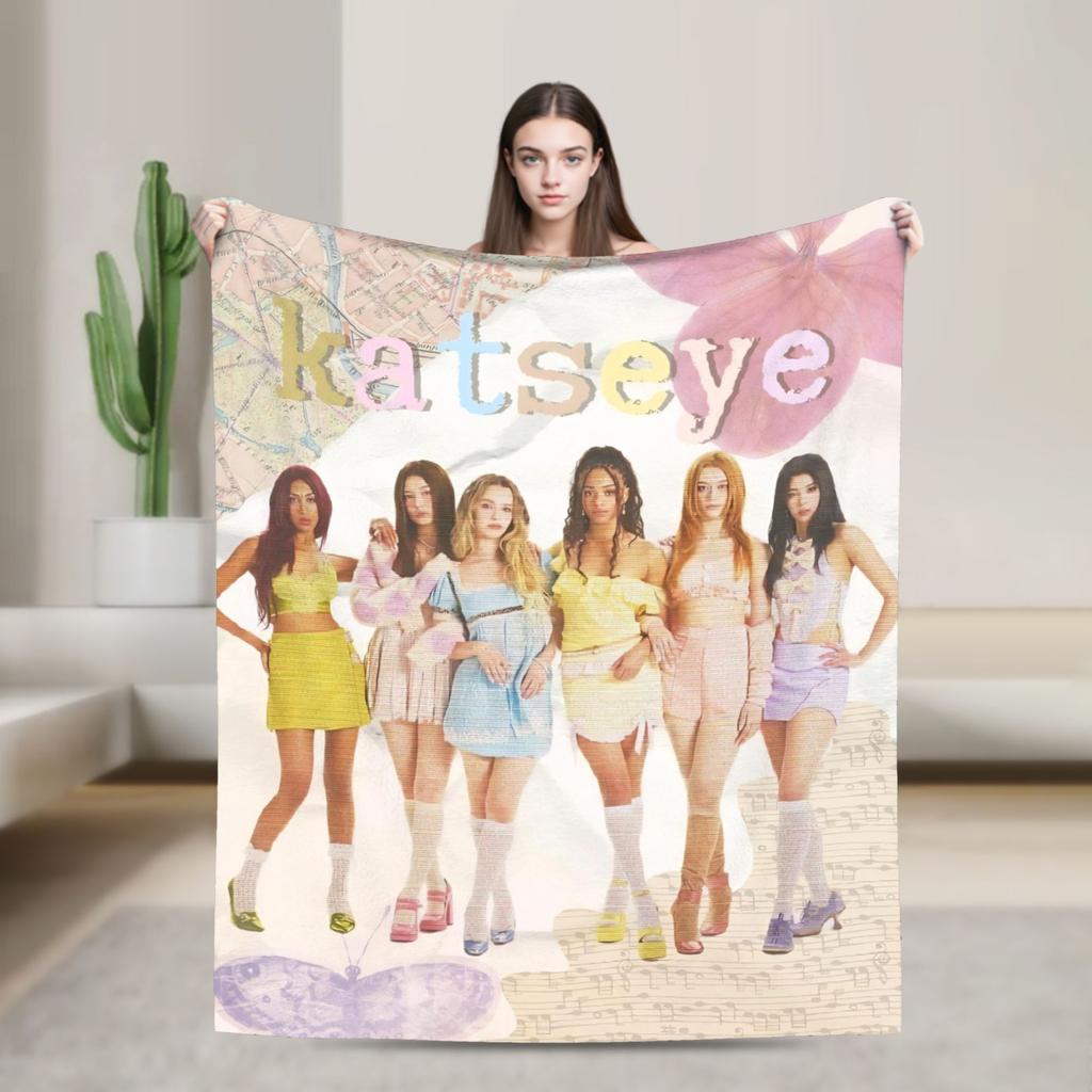 Katseye Kpop Girl Group Blanket Fleece Winter Multi-function Lightweight Thin Throw Blankets for Home Outdoor Rug Piece