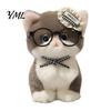Soft Stuffed Animal Keychain Cute Plush Kitten Pendant with Glasses And Tie, Polyester for Backpacks Keys, Decorative Hanging Plushie Kids Gift Girls