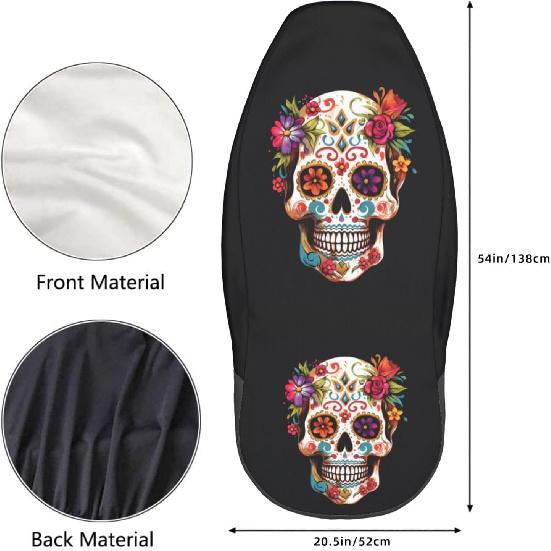 Dujiea Sugar Skull Car Front Seat Covers 2 Pcs Universal Auto Seat Covers Front Seats Only, Vehicle Bucket Seat Protectors Fit for Most Car SUV Sedan