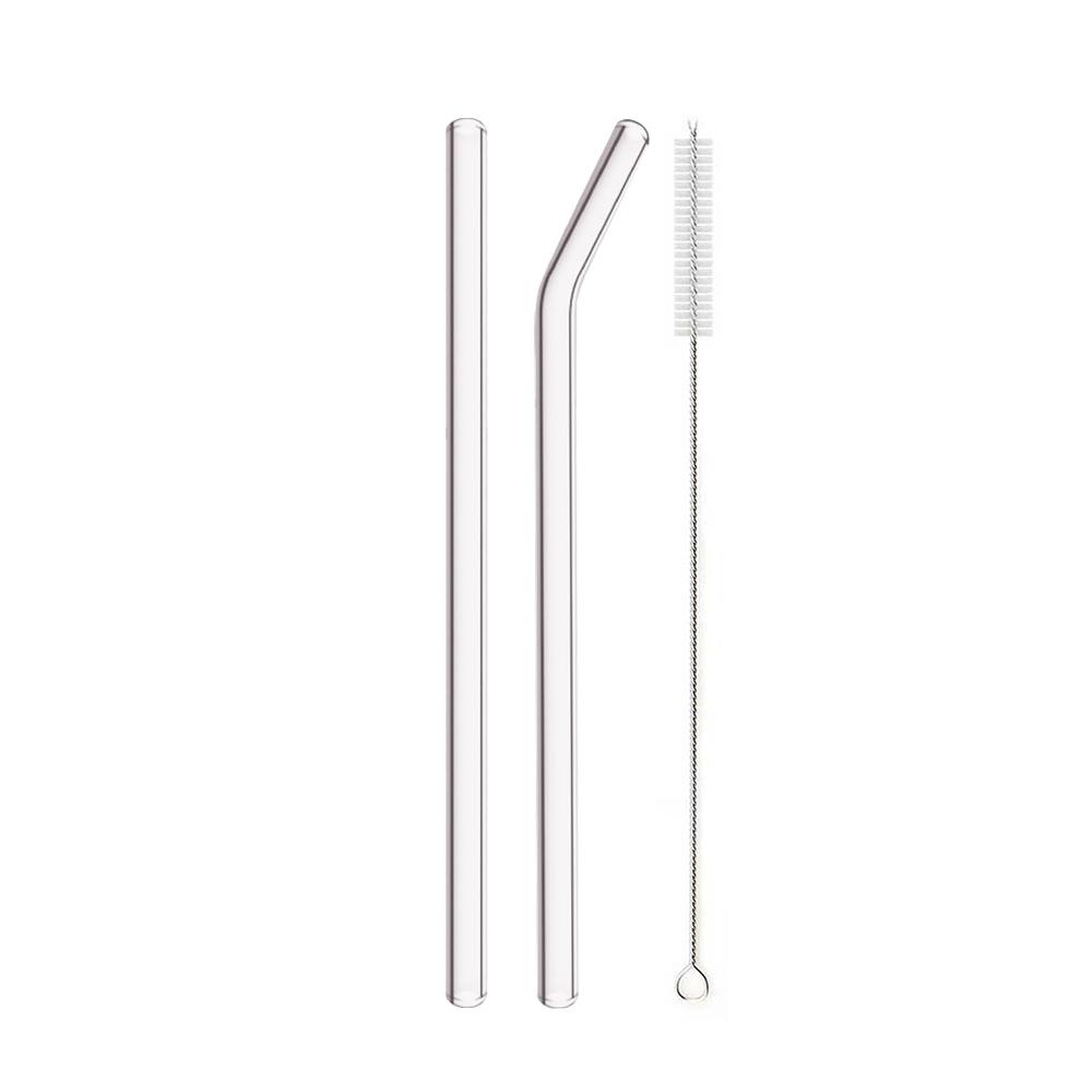 8mm High Borosilicate Glass Straw 3/5/10/11Pcs Reusable Eco Friendly Drinking Straws Set Bubble Tea Smoothies Bar Accessories