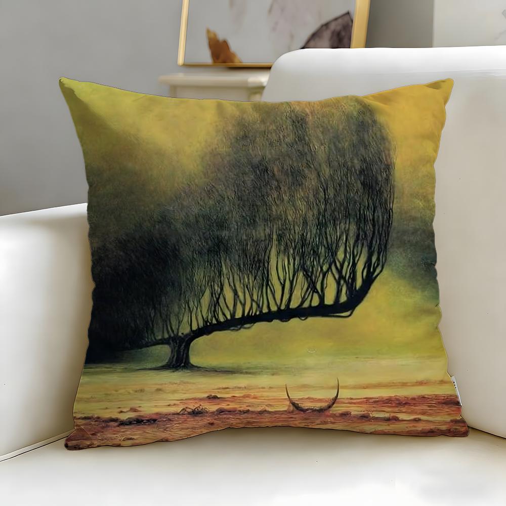 classic painter Zdzislaw Beksinski Cushion Cover Soft EasyWash Pillow Case Versatile for Couch Bed Travel and Office