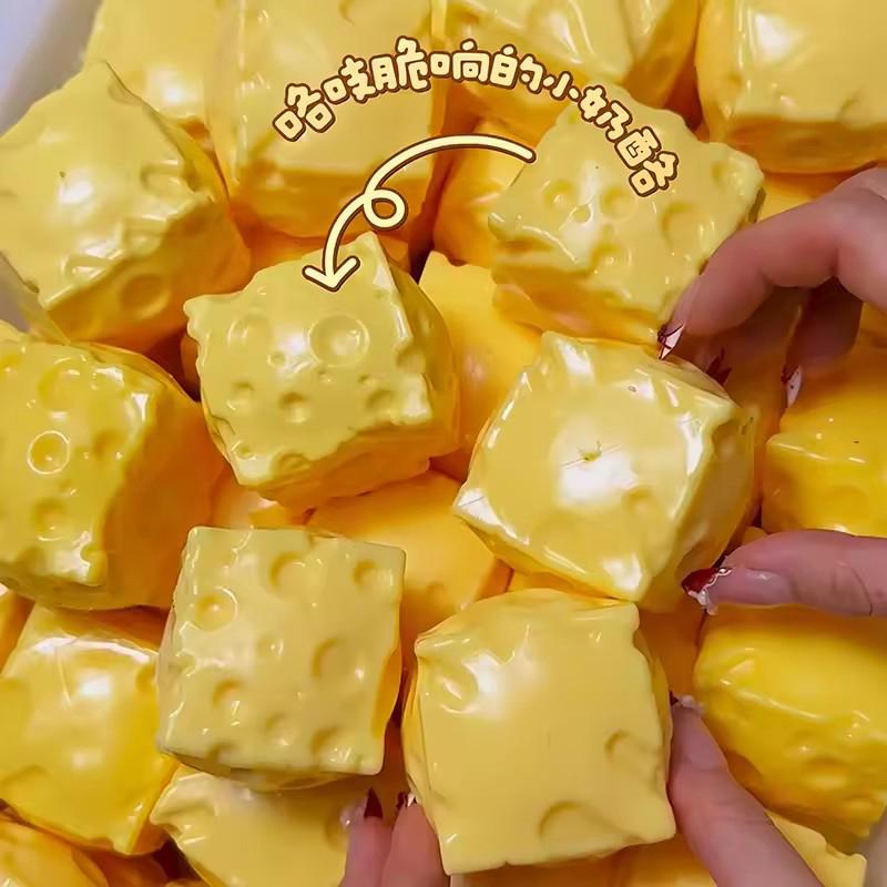 Squishy Mini Cheese Cube Fidget Toys Soft Cheese Cube Squeeze Stress Ball Toy Asmr Sensory Stress Relief Toy For Adult