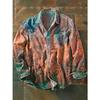 Retro-style Colour-block Print Men’s Long-sleeved Button-down Shirt