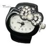 Cat Shape Ring Watch Cartoon Finger Rhinestone Bowknot Elastic Stainless Steel Band Women Birthday Gift Fashion Accessories