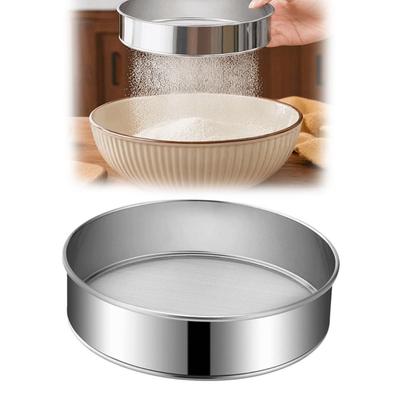 Round Stainless Steel Flour Sifter Stainless Steel Manual Flour Sifter Baking Prep