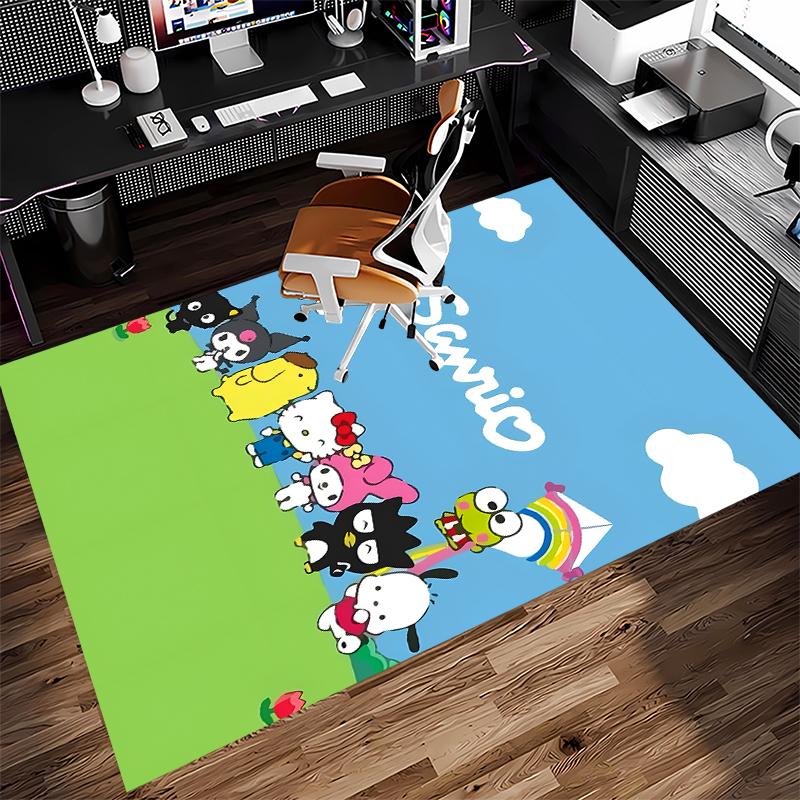 1pc Sanrio1 Print Area Rug - Soft, Washable Non-Slip Indoor Mat for Office Chairs, Living Room, Home Office Decorative Rug