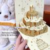 3D Happy Birthday Card Four-Layer Birthday Cake with Automatic Music Lighting Musical Light Greeting Card with Envelope Foldable