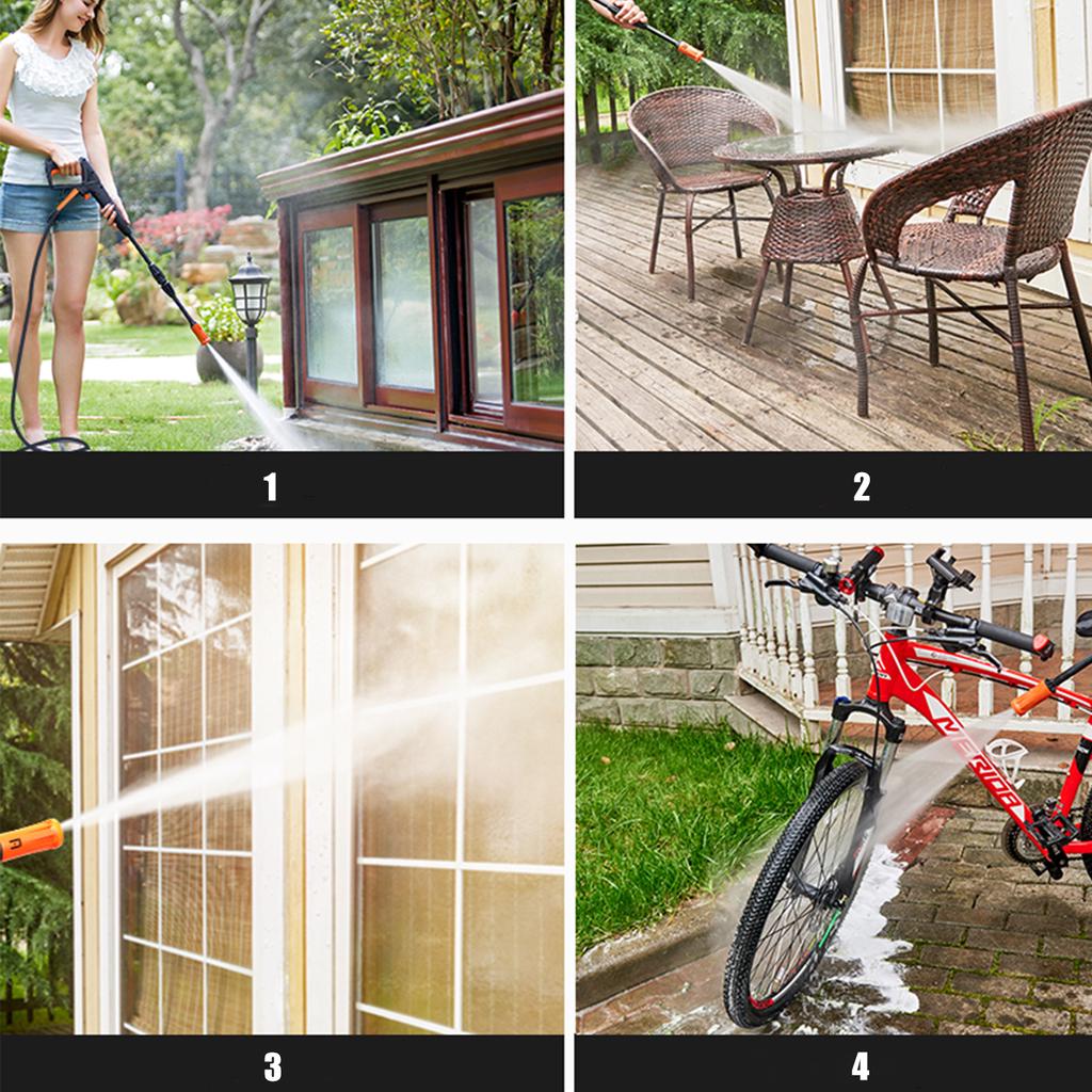 1200W Electric Pressure Washer 90Bar 5L/Min High Pressure Washer Portable Car Washer with Quick-Connect Hose Bike Motorcycle Cleaner Machine Watering