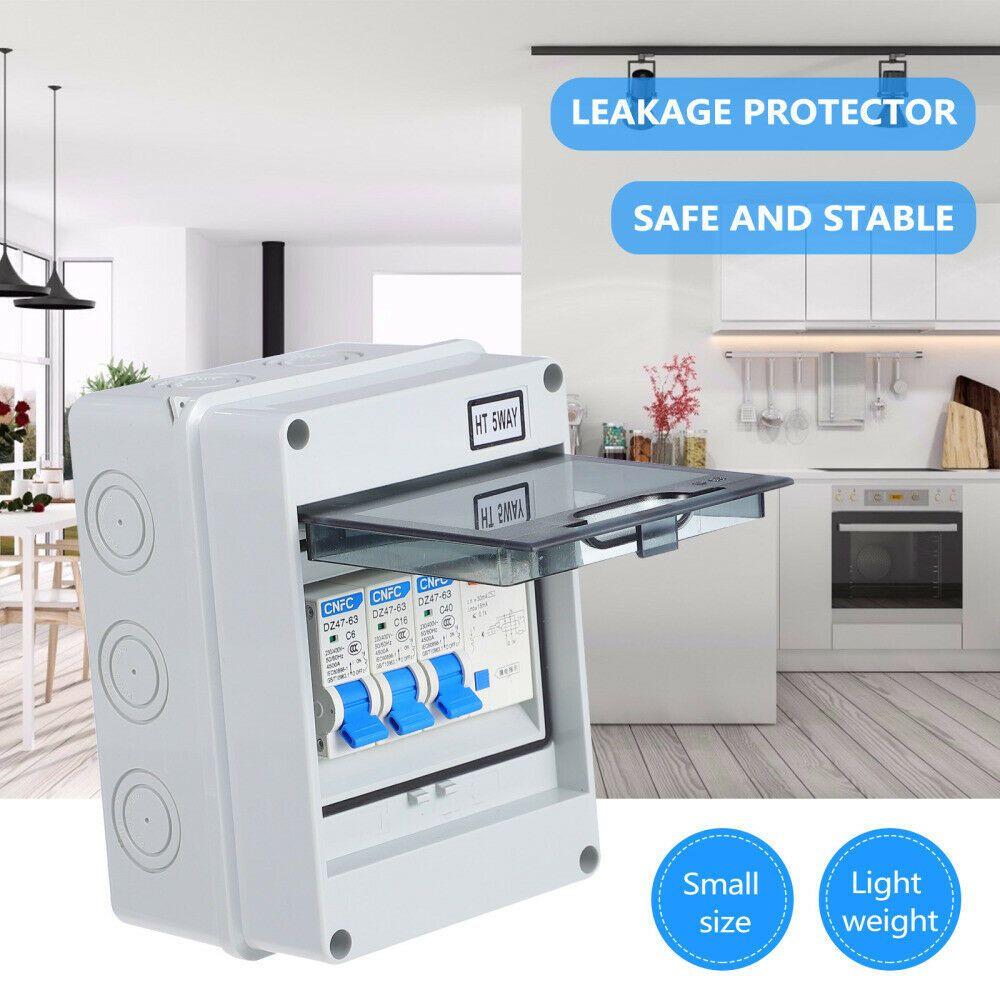 Waterproof for Electronics with RCD and 2x MCB Circuit Breaker Fuse Box Garage Consumer Unit 5 Way