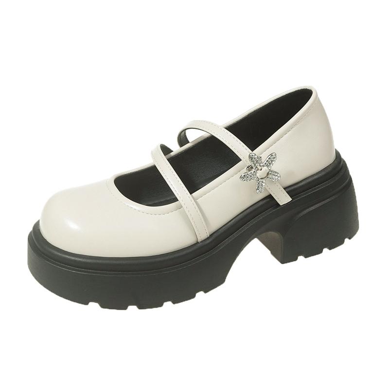 

Fashion Women s Fashion Chunky Shoes Spring New Round Head Shallow Mouth One Word Buckle Waterproof Platform Mary Jane Shoes 40
