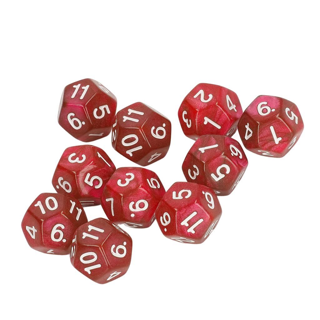 40pcs Polyhedral Dice Clear Numbers Waterproof Prevent Oxidation 12 Sided Dice Set for Game Teaching Red