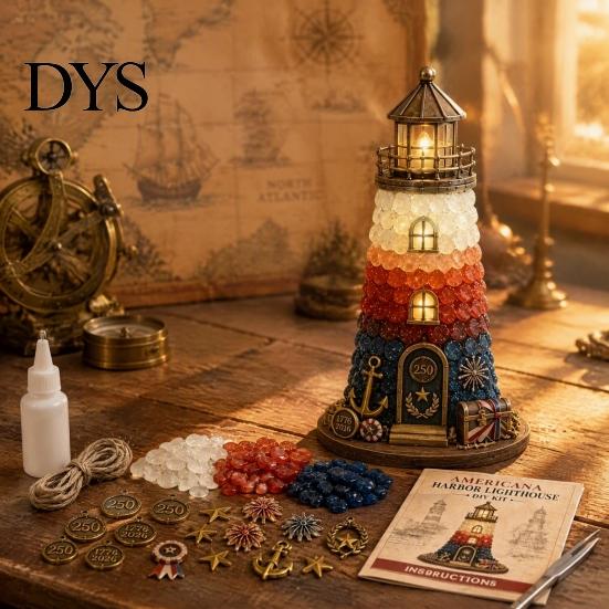 Coastal Inspired Ornaments Sea Glass Lighthouse DIY Kit, 3D Light Up Fragment Art Supplies Craft Lighted Ornament for Adults, Home Table Decoration