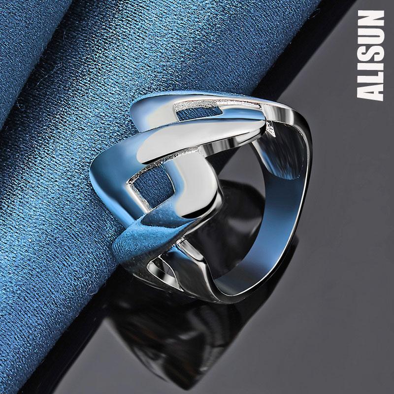 925 Sterling Silver Number 8 Geometric Ring Fashion Wedding Jewelry