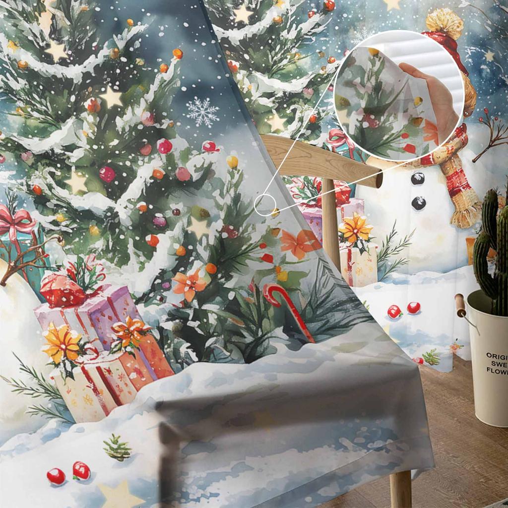 Christmas And Winter Snowman Curtains For Living Room Bedroom Home Decoration Window Voile Tulle Curtain Drapes