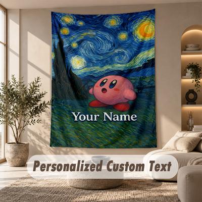Tapisserie Kirby, Texte Personnalisé Personnalisé, Tapisserie Murale Pour Salon Décoration Murale Maison