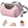 Dwarf Hamster Carrier Bag Portable Cylinder Warm Outdoor Bag with Adjustable Single Shoulder Strap (Pink)