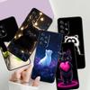 Anime Cartoon Cat Illustration For Samsung A73 A72 A71 A55 A54 A53 A52 A51 A13 A22 A16 A15 A12 A14 A26 A07 5G Black Phone Case