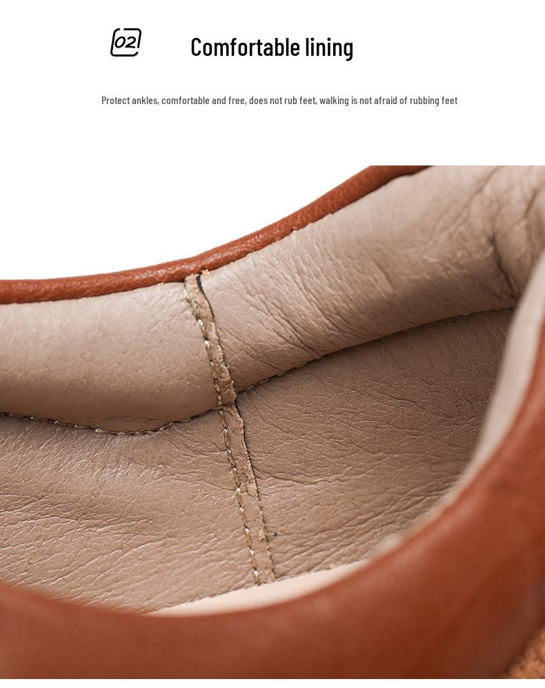 Men's Autumn Hand-Stitched Leather Driving Shoes - Large Size, Low-Top, Lace-Up, Flat Sole