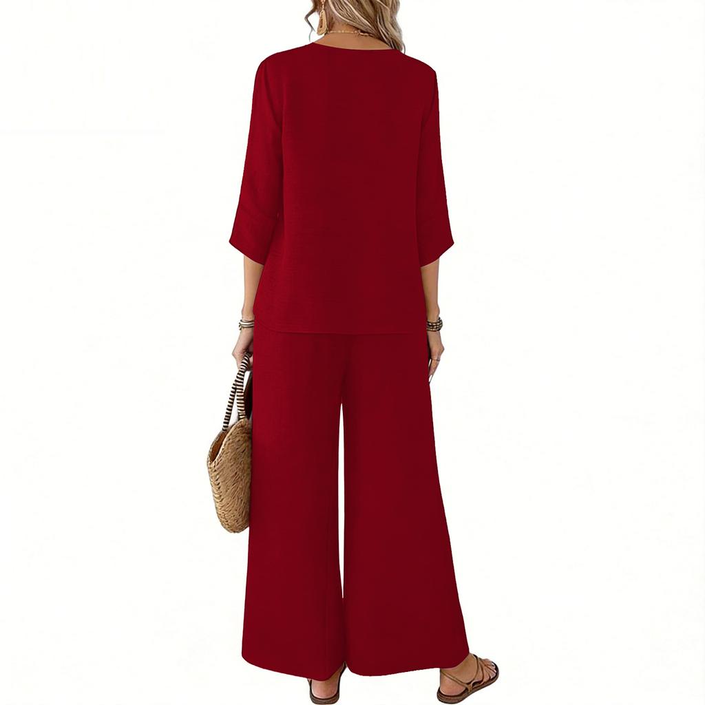 Women's Summer Fashion Casual Top And Pants Set