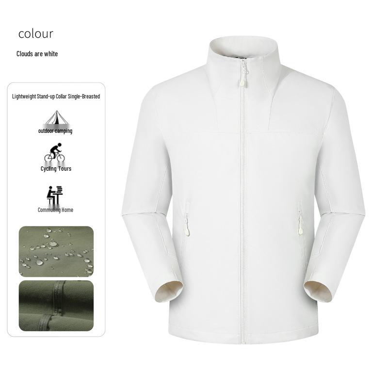 Customizable Stand Collar Windbreaker: Team Logo, Casual Outdoor Jacket, Windproof for Spring & Autumn.