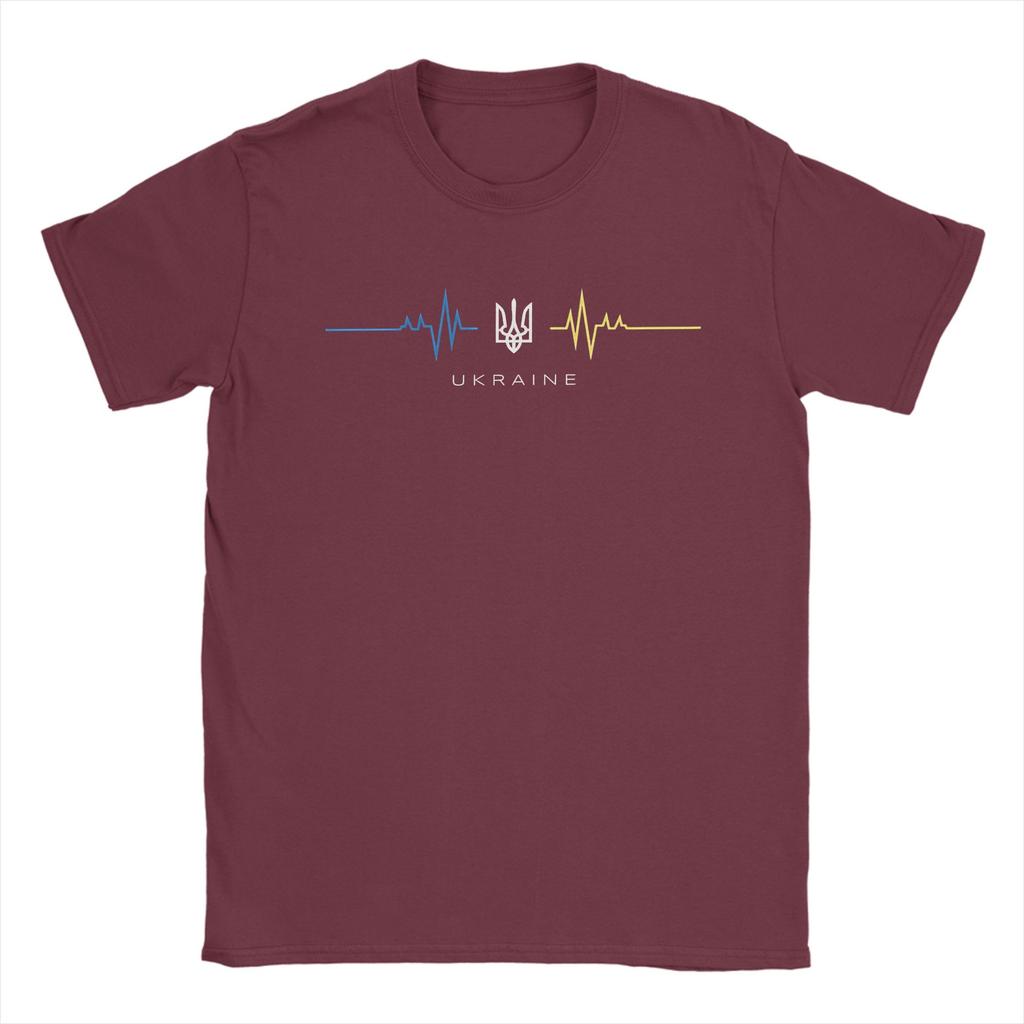 Oekraïense Drietand Symbool Oekraïne Vlag Hartslag T-shirt Strand Katoenen T-shirts Voor Volwassenen Vrije Tijd Casual T-shirt Korte Mouw Top