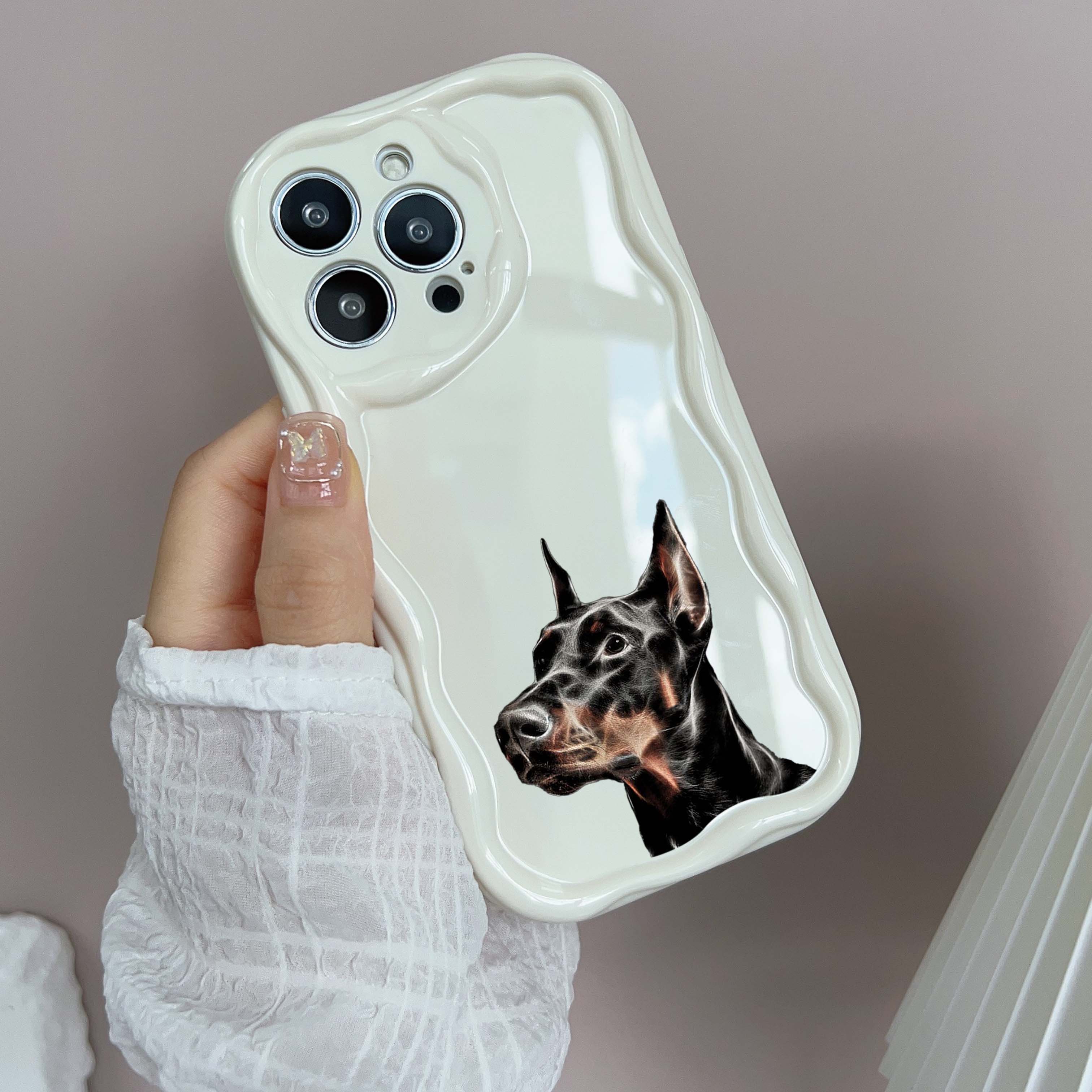 N46 Dog Doberman Animal Art Волнистый чехол для телефона для iPhone 15 14 Pro Max Samsung — фото 4