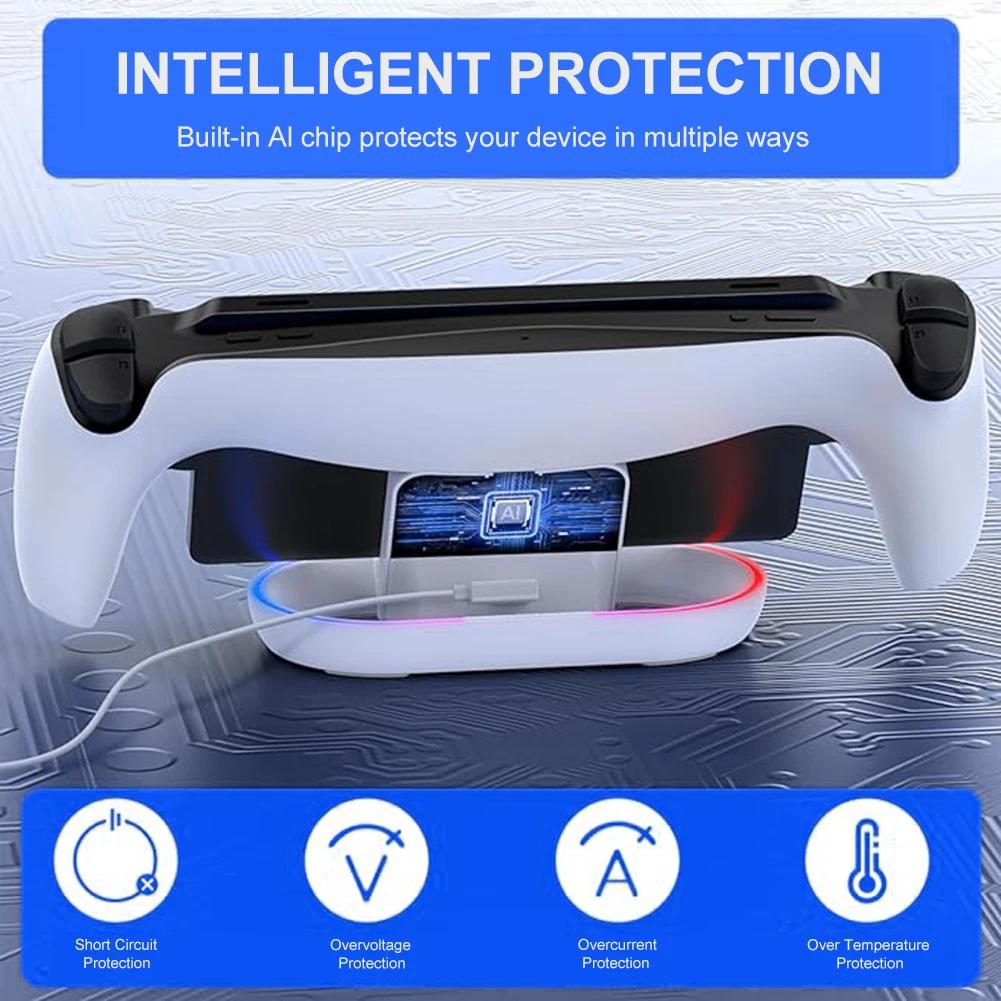 For PS5 Portal Charging Dock Streaming Handheld Type-C Charging Stand with RGB Light Charger Station For Sony Playstation Portal