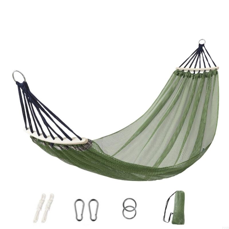 Outdoor-Campinghängematte für Entspannung im Hinterhof und im Garten, Atmungsaktives Netzbett mit Tragetasche