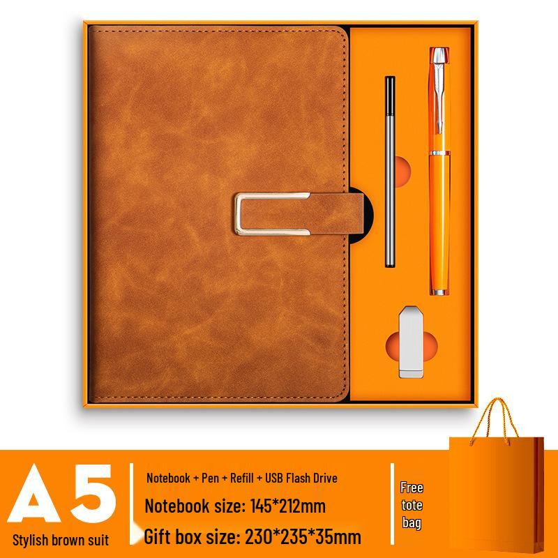 Conjunto de Cadernos A5 de Luxo: Caixa de Presente Diário de Negócios Personalizável com Opção de Impressão de Logotipo