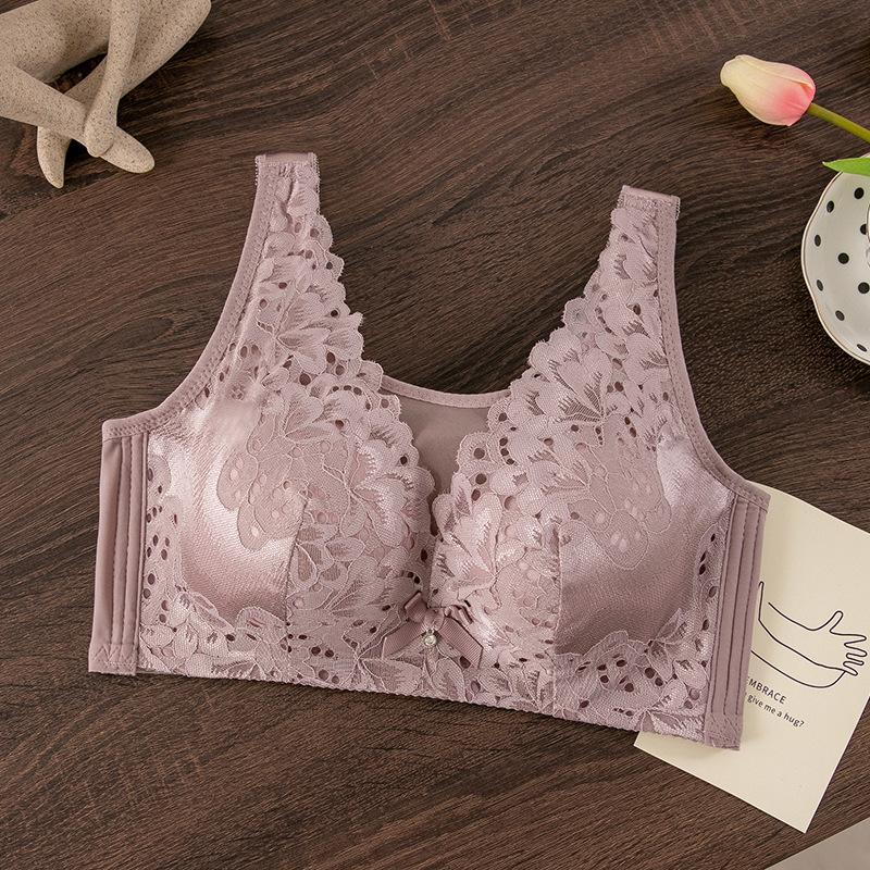 New bra large size full cup with double breasts, large breasts and thin thin D cup lace elderly bra
