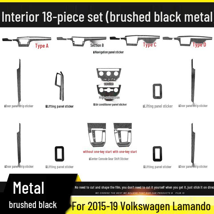 Volkswagen Lamando 15-19 Carbon Fiber Interior Gear Console Anti-Kick Pad Sticker