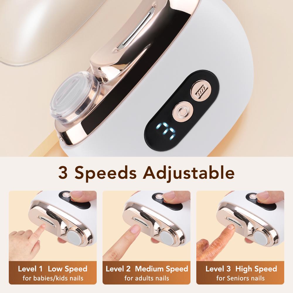 Automatic Electric Nail Clipper, 2 in 1 Auto Fingernail Cutter & Polishing Grinder for Baby Senior Adults, 3-Speed Nail Trimmer
