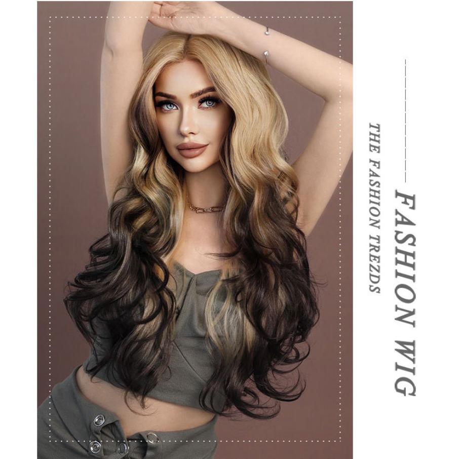 Women's  Simulation Wig 13*4 Lace Front Wig Ombre Blonde Body Wavy Beauty Decoration  Kanekalon Wig