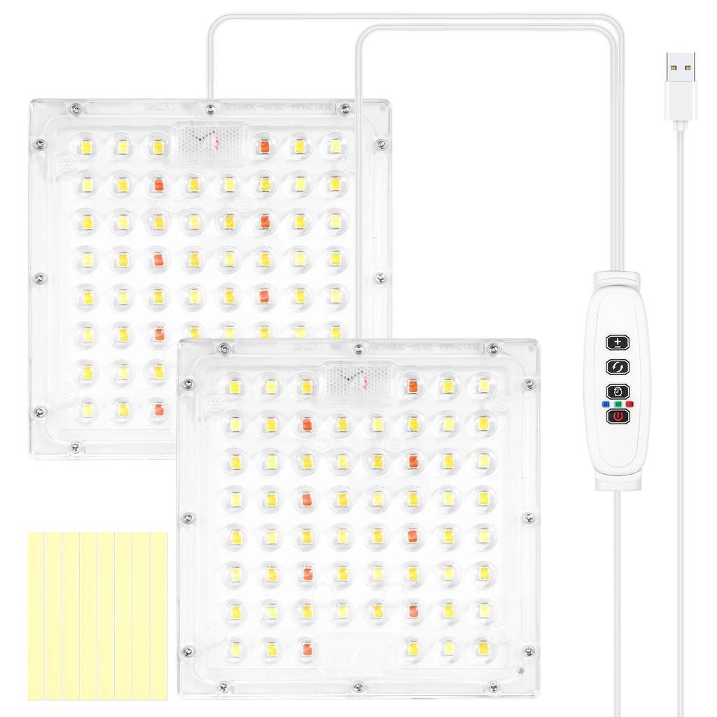 LED Grow Panel Light Ultra-thin Full Spectrum Hydroponic Indoor Plant Lamp with Timer 3‑Color Dimming Waterproof Home Garden