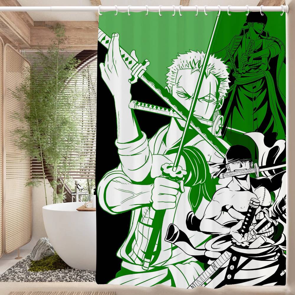 RORONOA ZORO ONE PIECE Anime Modern Simple Shower Curtain Bathroom Decorative Polyster Shower Curtain With Hook