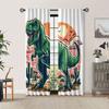 2pcs Vintage Tyrannosaurus Rex Dinosaur Curtain - Blackout, Rod Pocket, Machine Washable Polyester, 100-120gsm, Creative Desi