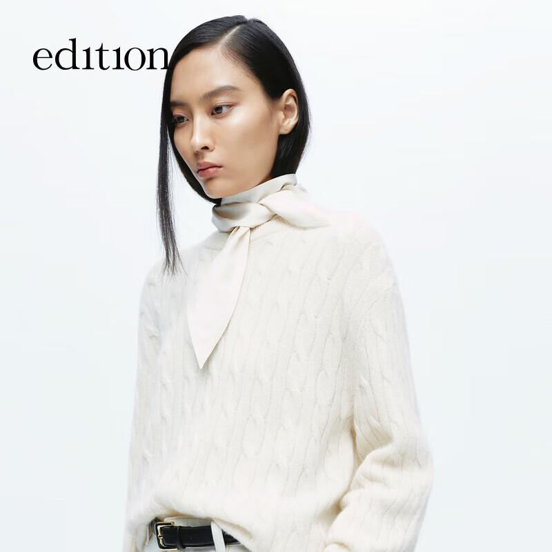 Edition Women's Yak & Camel Wool Blend Cable Knit Pullover Sweater