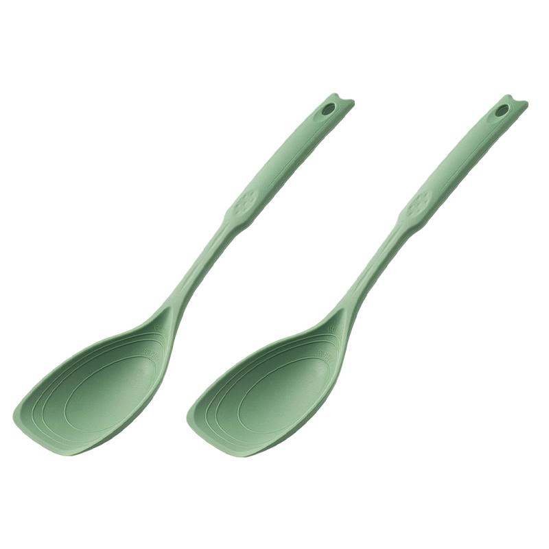 2Pcs Silicone Spatula Spoon Non-Stick Pan Stir-Frying Spatula for Kitchen Cooking Spoon Soup Spoon Non-Slip Handle Mixing Spoon