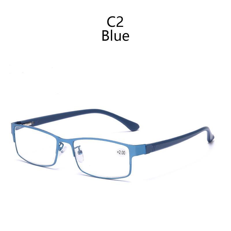Men'S Square Alloy Anti Blue Light Reading Spring Hinge Glasses Metal Male Blue Ray Blocking Hyperopia Eyeglasses
