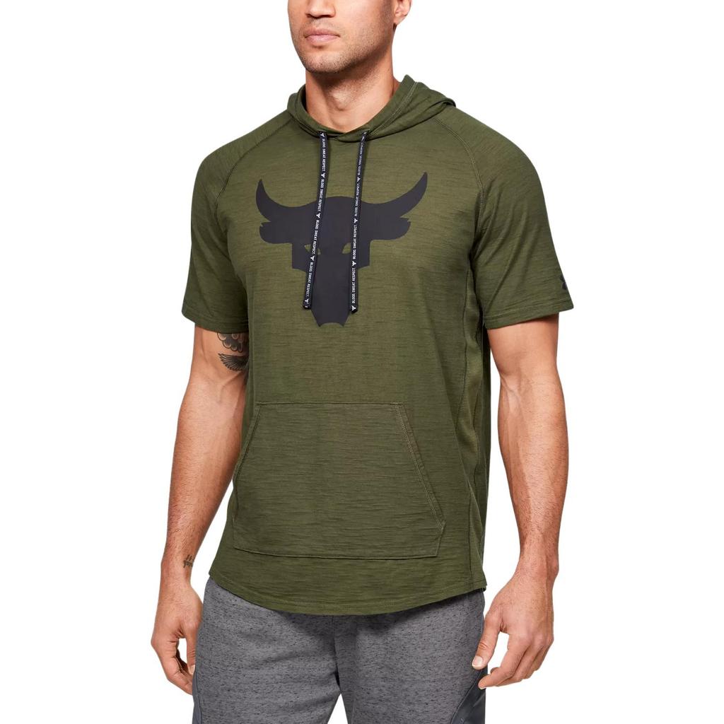 Under Armour X Dwayne Johnson Collaboration Project Rock Charged Cotton Animal Print Hoodie T-Shirt Men Tops Black 1351525-315