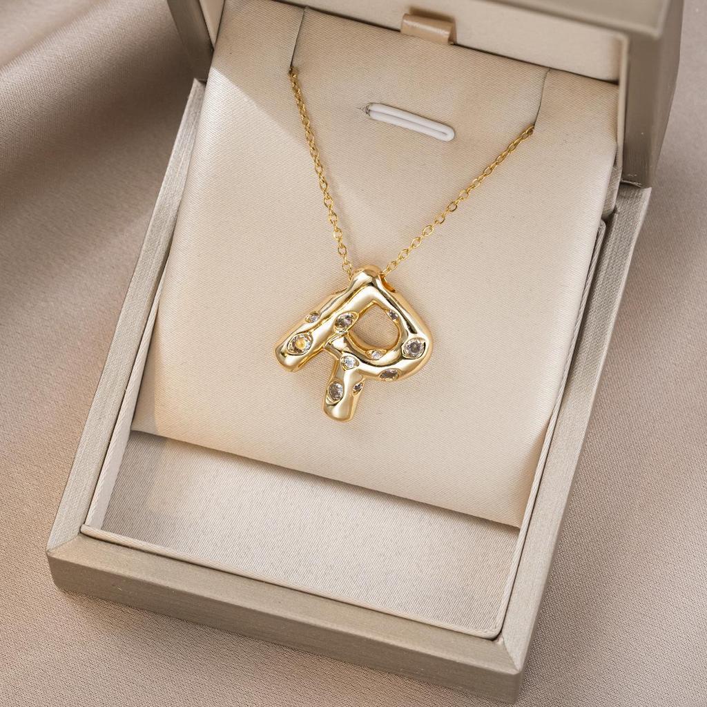 Women's Colorful English Alphabet Necklace - Simple & Trendy Design in Titanium Steel