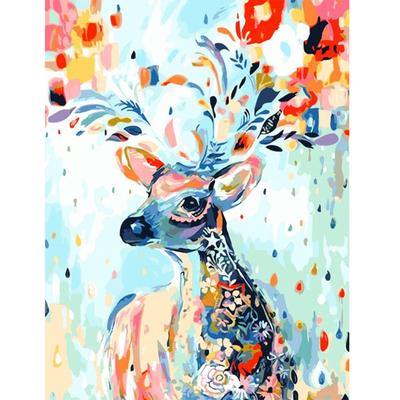 Buntes Rehkitz-Tier, abstrakt, DIY, digitales Malen nach Zahlen, moderne Wandkunst, Leinwandgemälde, einzigartiges Geschenk, Heimdekoration, 40 x 50 cm