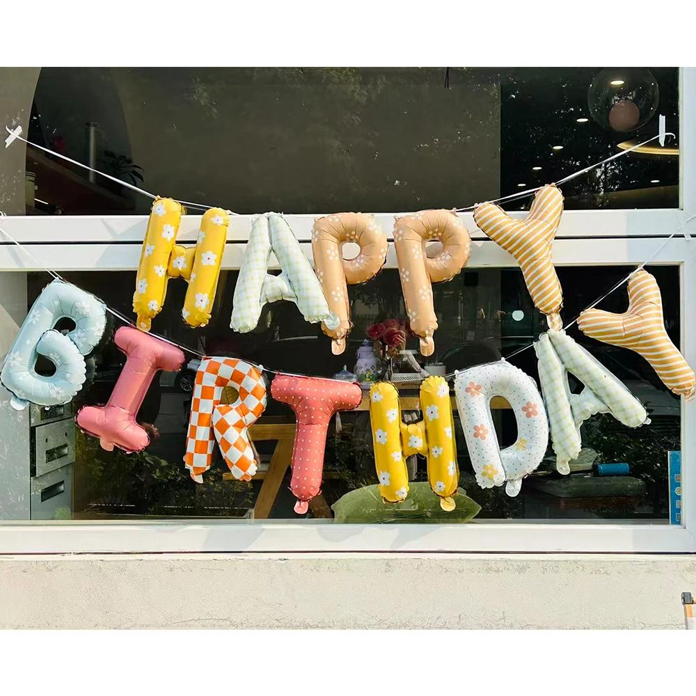 

New Arrival Cute Happy Brithday Letters Ballons Set Birthday Party Baby Shower Anniversary Supplies Inflatable Alphabet Banners 16INCH
