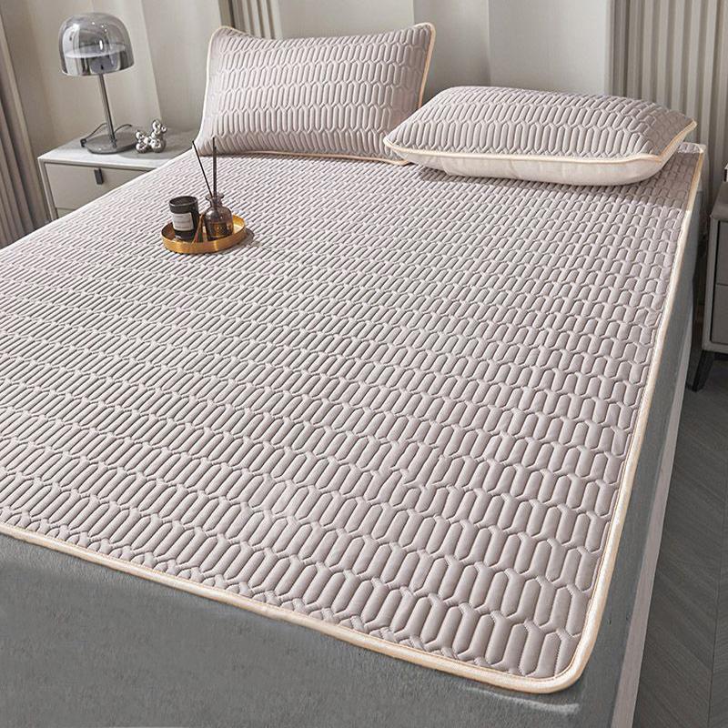 Quilted Mattress Home Cool Sleeping Mat Kit Couple 2People Single Double Bed Foldable Summer Season Sheet Protection Pad Wasart Latex