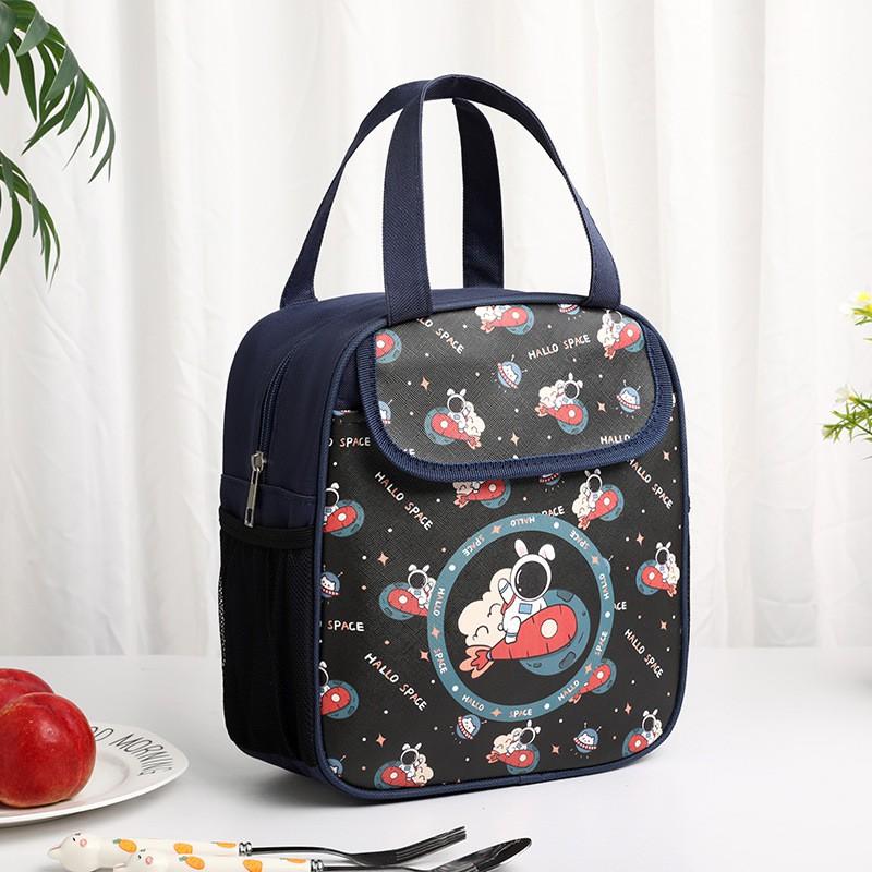 Insulated Lunch Bag Kids Adults - Thick Aluminum Foil Thermal Tote With Handle Cartoon Design Leakproof Food Carrier